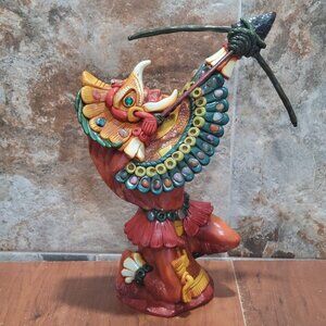 Aztec Eagle Warrior Bow and Arrow Mexican Stone Sculpture